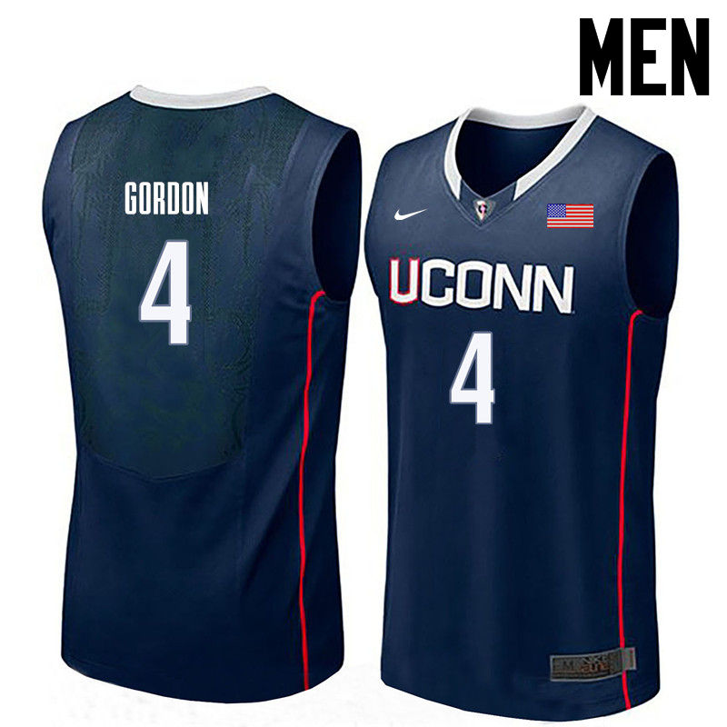 Men Uconn Huskies #4 Ben Gordon College Basketball Jerseys-Navy